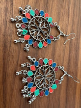 Multicolored floral hanging earrings
